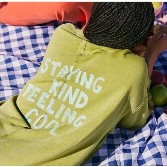 Aerie Down To Earth Bright Green Oversized Crewneck Sweatshirt Women’s Large - Picture 3 of 8